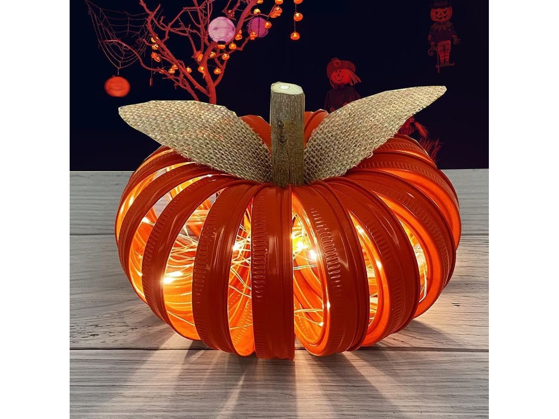 Decoração de abóbora iluminada para o Halloween, funciona a bateria, decoração de outono.