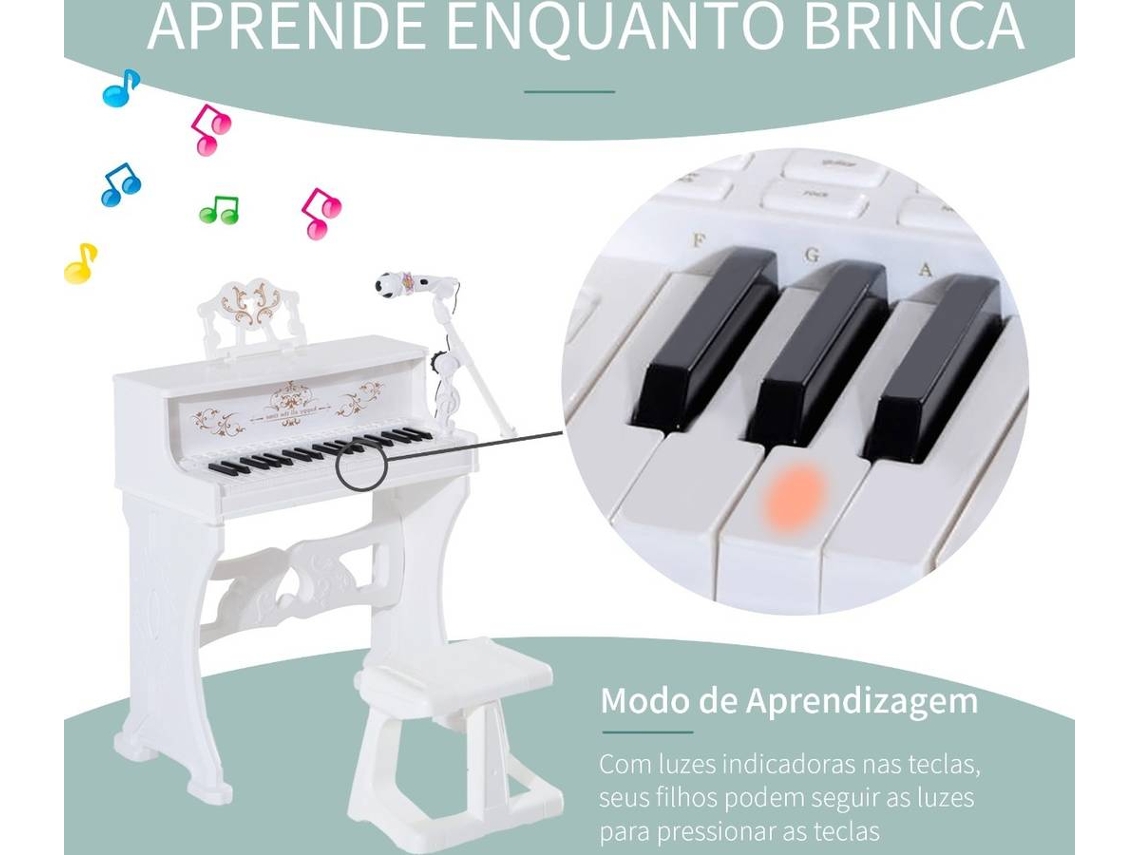 HOMCOM Piano para Crianças com 37 Teclas Piano Infantil com