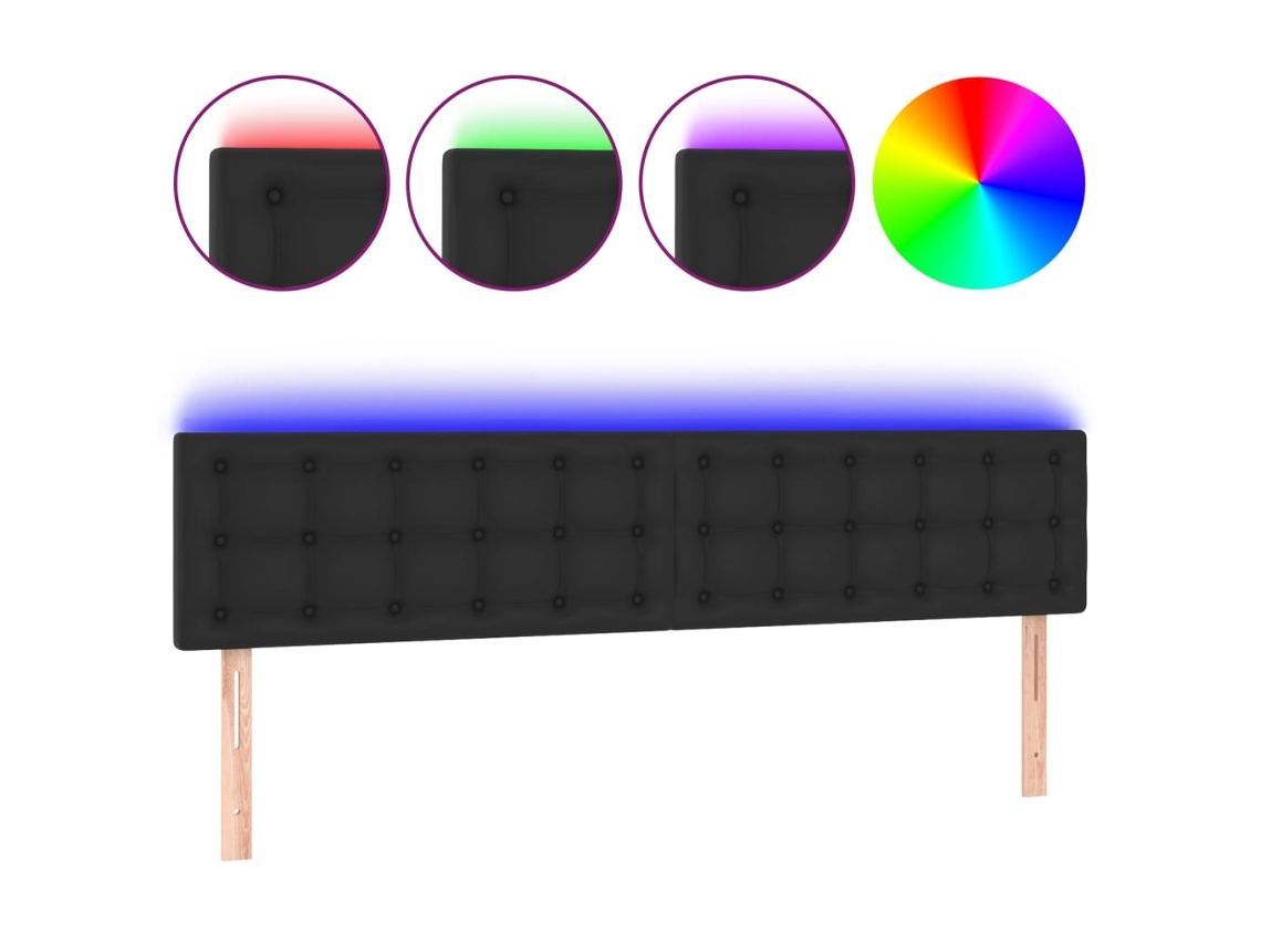 Led Headboard, Led Headboards Vidaxl Preto Couro Artificial (180 X 5 X 78/88 Cm)