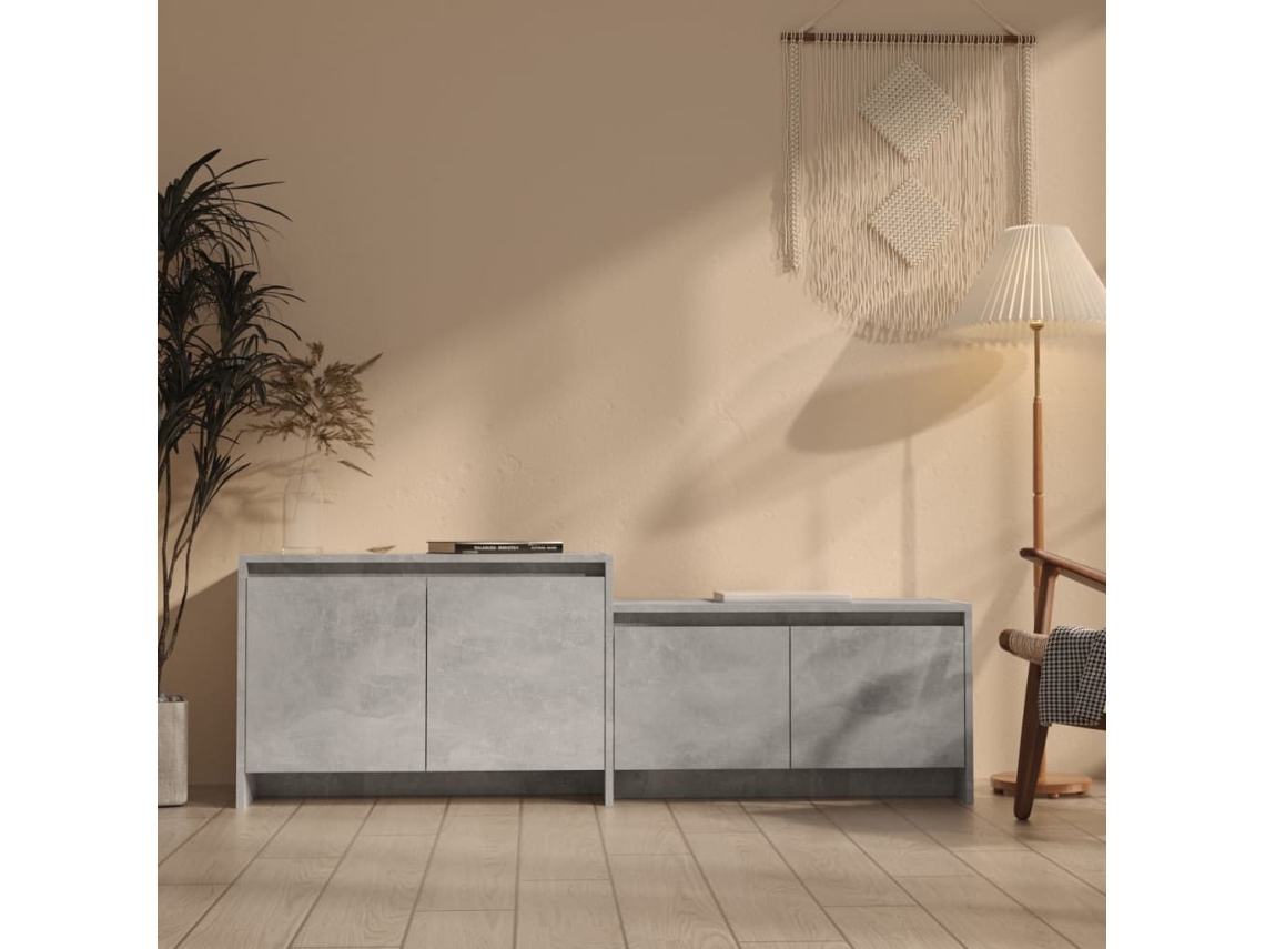 Vidaxl Móvel De Tv 146,5x35x50 Cm Derivados De Madeira Cinza-cimento