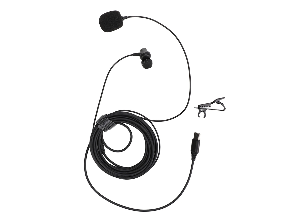 Micrófono Lavalier Condensador Clip 9.8ft Type C Con Funda Antiviento Para Streaming En Vivo