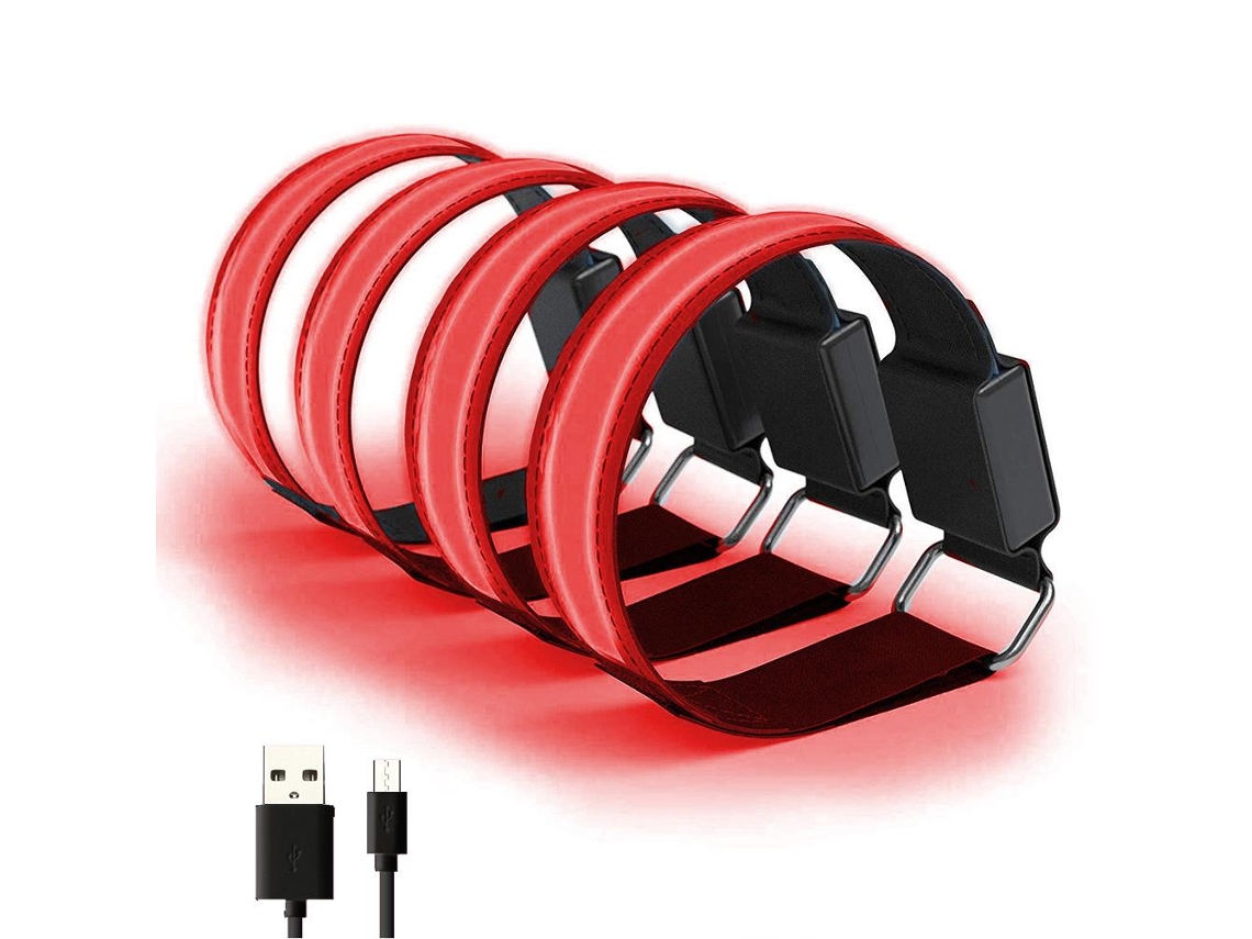 Ycnm-4 Pulseiras Led Recarregáveis Para Corrida E Ciclismo