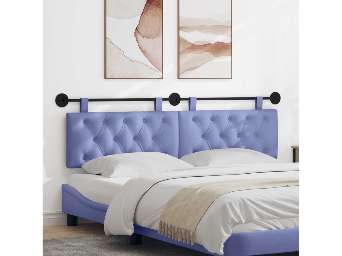 Vidaxl Cabeceira Suspensa Azul Jeans Tecido