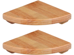 Conjunto De 2-prateleiras Parede Hemobllo Em Madeira Seringueira Com Formato Leque 15cm 6-polegadas Para Organização