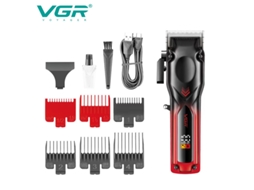 Máquina de Cortar Cabelo Elétrica com Cabeça para Pomada Recarregável, Visor Digital Lcd. MDUG (vermelho)