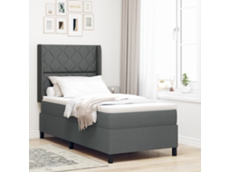 Cama Box Spring Com Colchão E Led Cinza Escuro 90x200 Cm Tecido