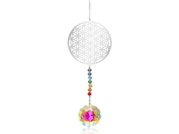 Adorno De Vidro De Cristal 3d Flor Da Vida Girassol Prisma Arco-íris Feng Shui Para Janela