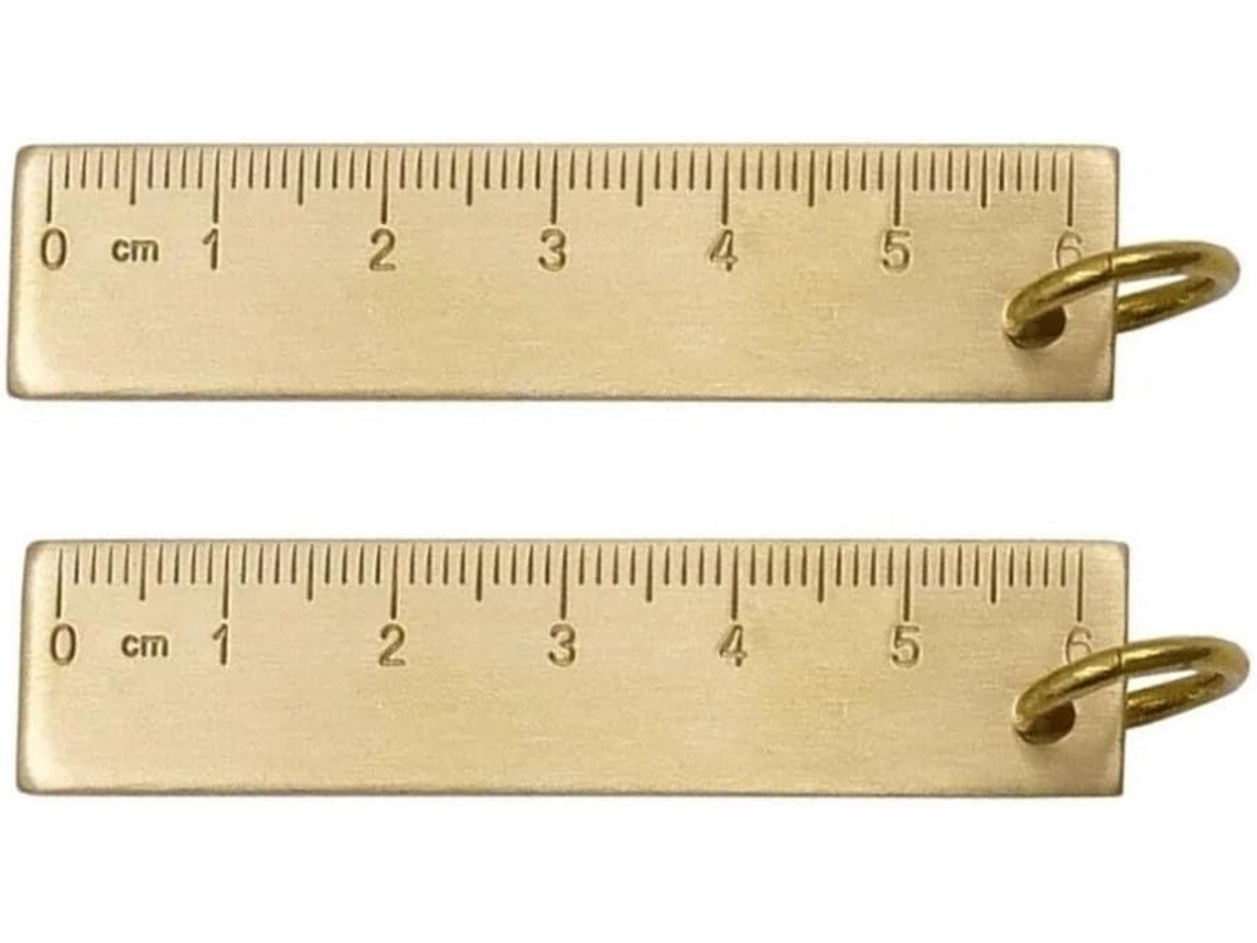Conjunto De 2 Réguas Pequenas Latão 60mm, Ferramenta De Medição Portátil Com Furo Para Pendurar, Pingente Dourado Leve