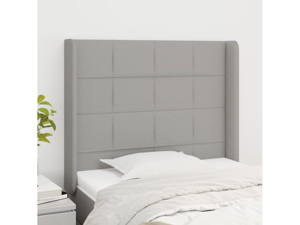 Vidaxl Cabeceira De Cama C/ Abas Tecido 83x16x118/128cm Cinzento-claro