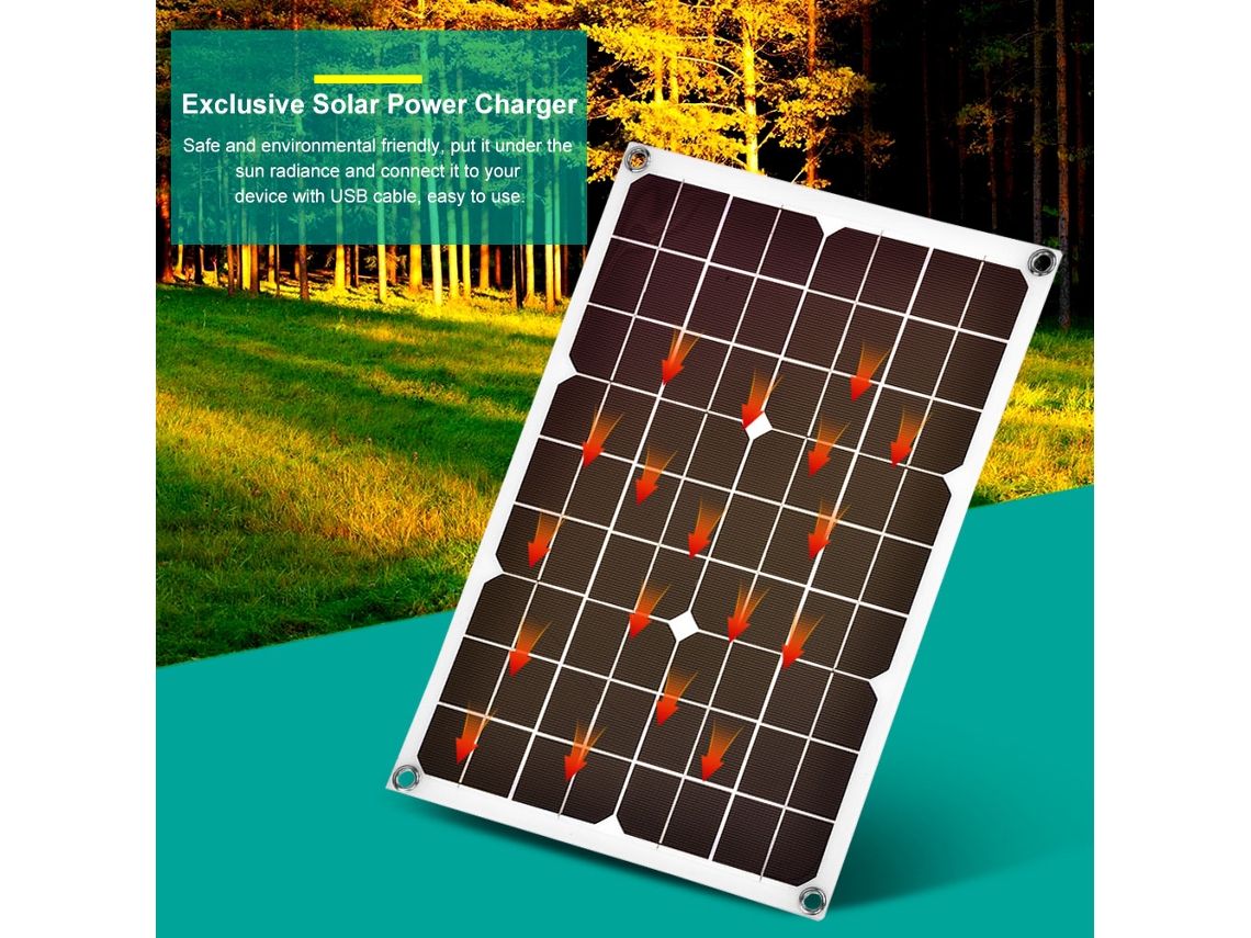 Painel Solar Flexível Carregador Móvel Backup Para Veículos