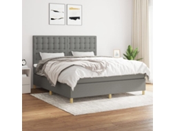 Vidaxl Cama Com Molas/colchão 180x200 Cm Tecido Cinzento-escuro