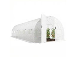 Estufa de Jardim Túnel S/MARCA, 24m², 295x798x199cm, branco, 12 janelas, mosquiteiros, portas