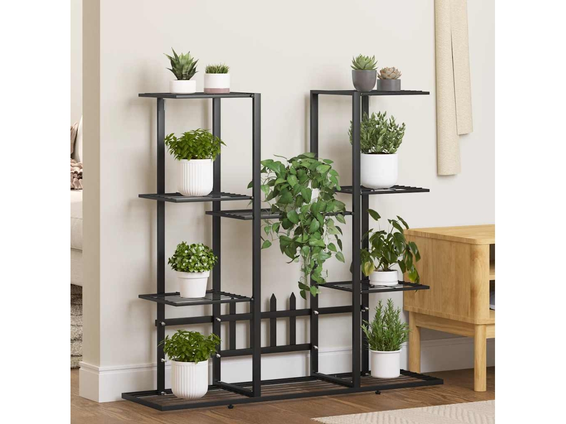 Vidaxl Suporte De Vasos 94,5x25x89 Cm Ferro Preto