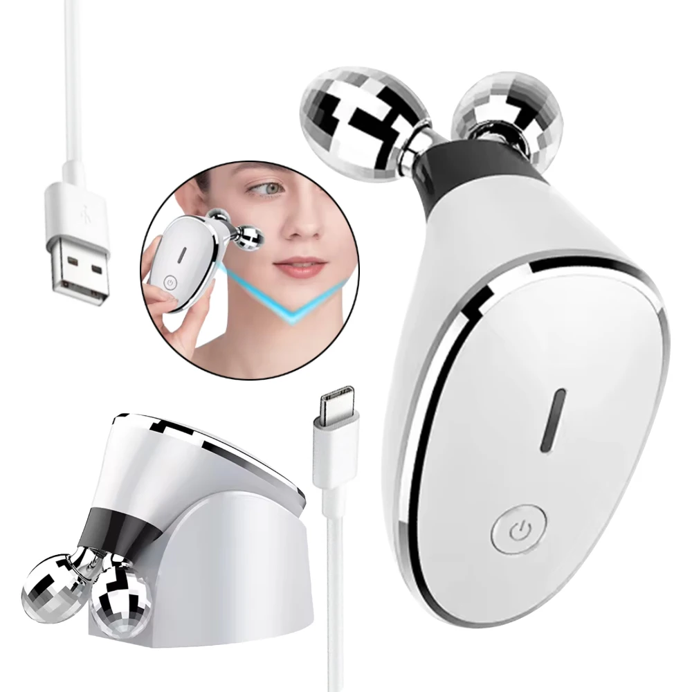 (branco) Massageador Facial De Rolo, Massageador Facial Elétrico Ems
