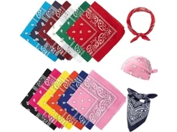 Conjunto De 12 Lenços De Cabeça Unissexo Lenços/faixas De Cabelo Com Estampado Paisley 100 Poliéster Estilo Jeans Elisefashion