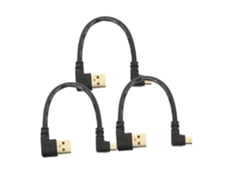 Conjunto De 3 Cabos Micro Usb Curtos Com Design Em Ângulo Reto,