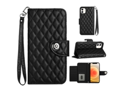 Capa Pega Para Iphone 12 Pele Sintética Preto