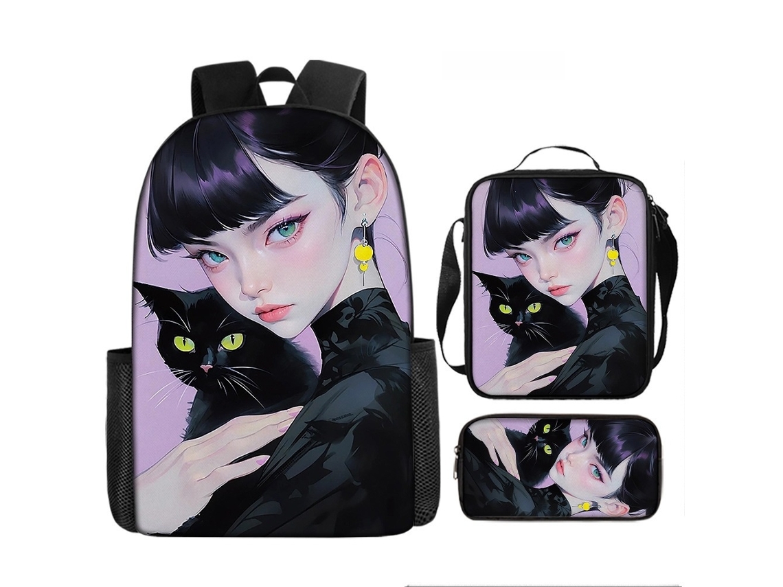 Mochila De Estudante 17 Polegadas - Conjunto 3 Peças Com Estojo E Lancheira Ideal Para Escola (estilo 14)