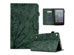 Capa de couro com estampa de árvore verde Hengrongshen e porta-cartões para Amazon Fire 7 (2017) (2019) (2015)