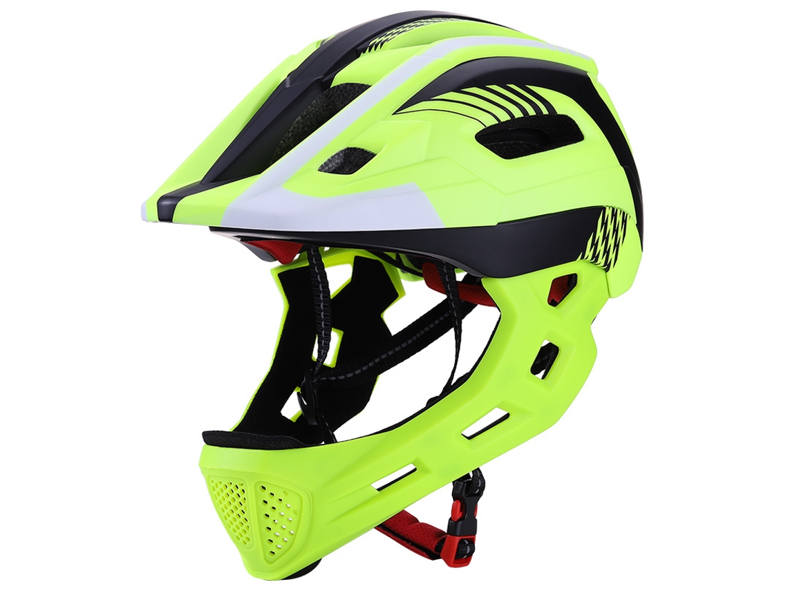 Capacete MDUG Infantil para Bicicleta com Protetor de Queixo Removível, Amarelo e Preto