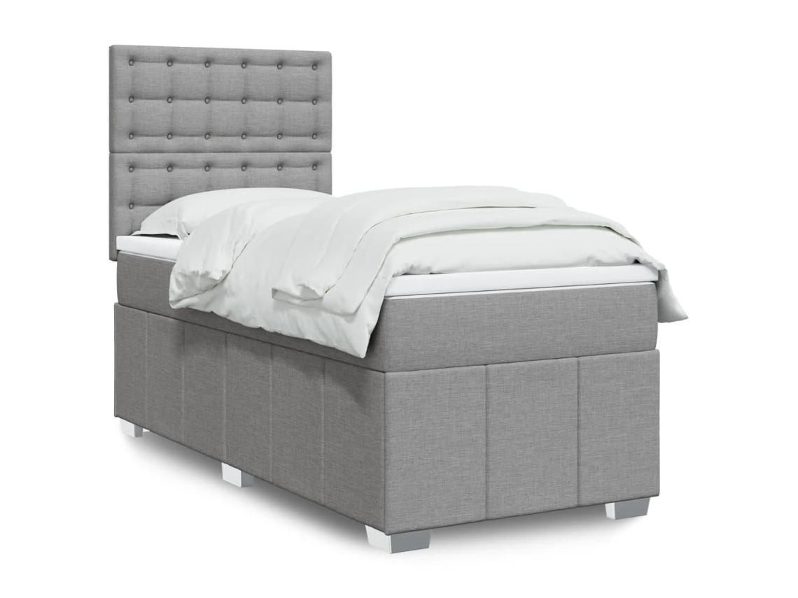 Vidaxl Cama Com Molas/colchão 90x200 Cm Tecido Cinza-claro