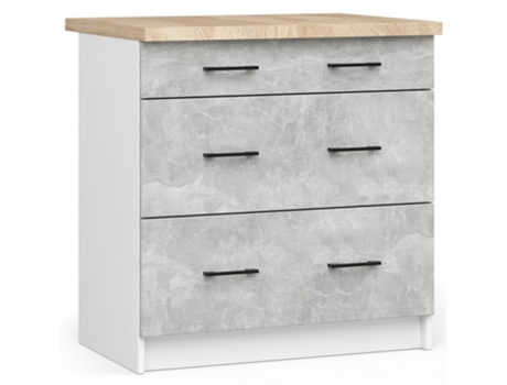 Armário de cozinha AKORD S80 com bancada sistema OLIWIA Branco 80 cm 3 gavetas Cor concreto fosco 80x46x85 cm AKORD FURNITURE FACTORY