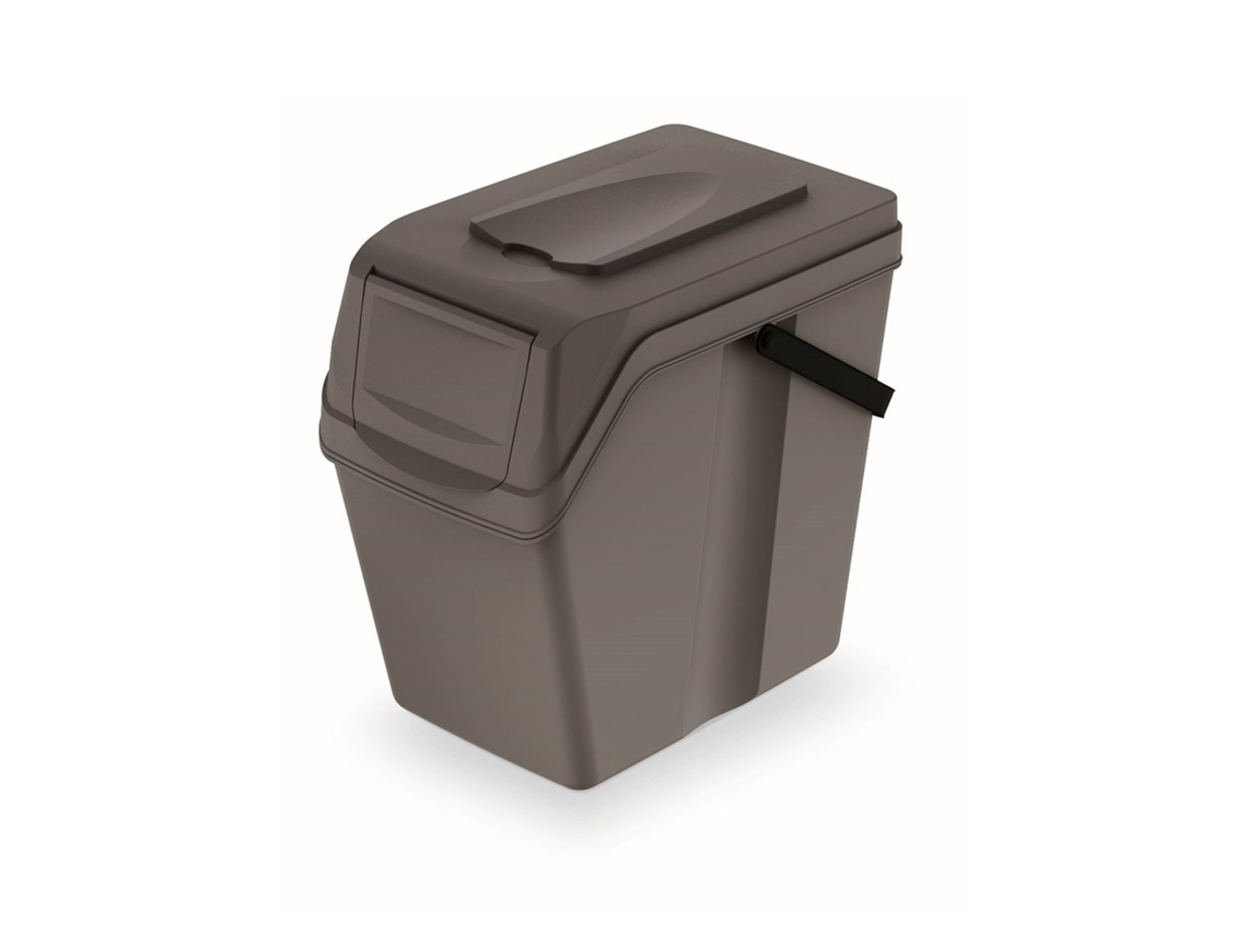 Caixote Do Lixo KEDEN 25L Prosperplast Sortibox de Plástico com Tampa em Cinza