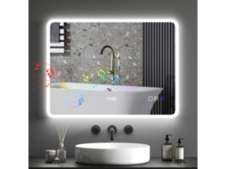 Espelho De Banheiro Com Luz Led 80x60 Cm Com Bluetooth, 3 Cores De Função Antiembaçante, De Memória, Ip44