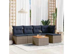 Vidaxl Conjunto De Sofá De Jardim Com 6 Peças E Almofadas Em Rattan Sintético Cinza