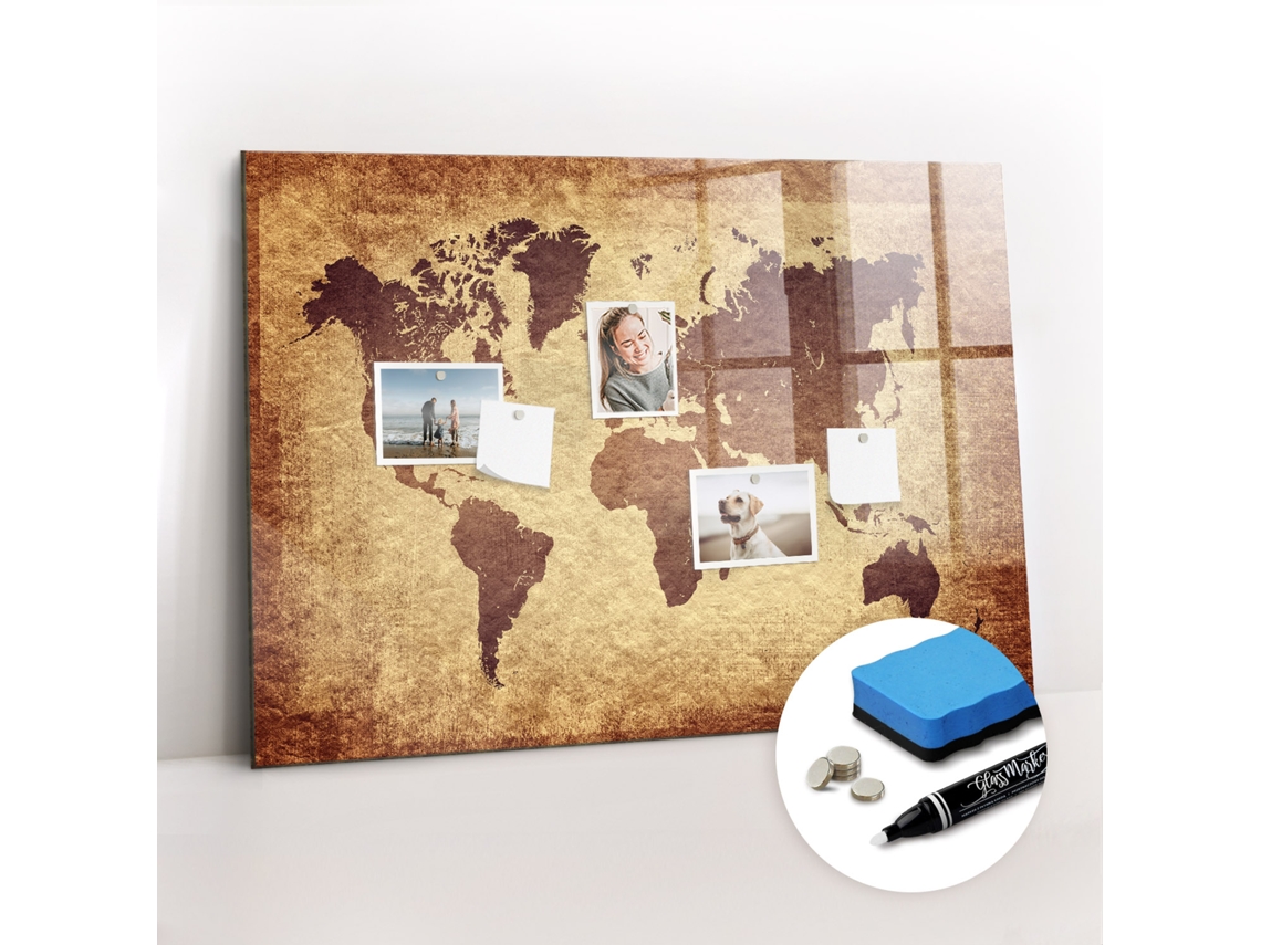 Quadro Magnético Decorativo Mapa-múndi Antigo Para O Corredor Espelharte (100x70 Cm)