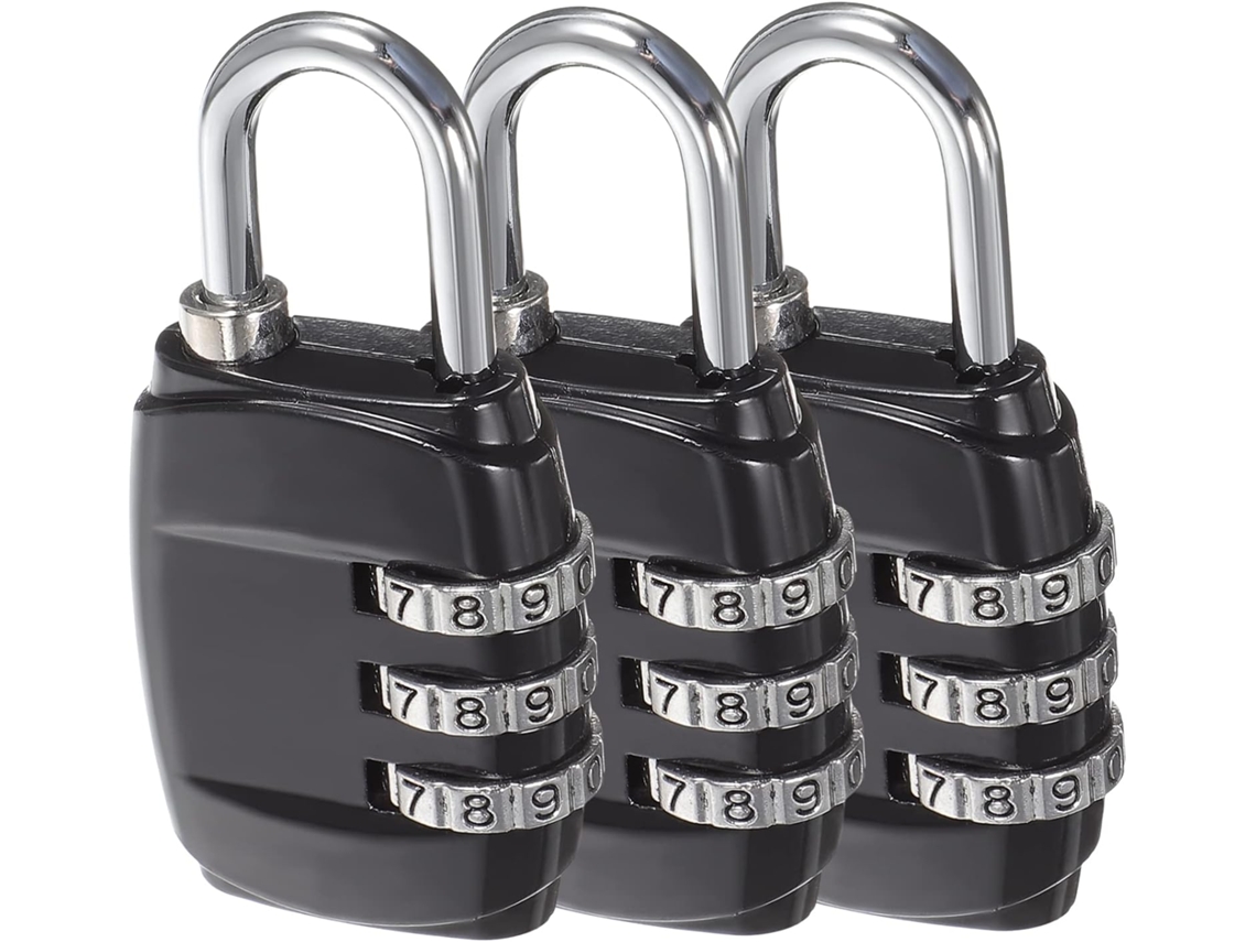 Conjunto De 3 Mini Cadeados Combinação Com Código Dígitos Para Malas