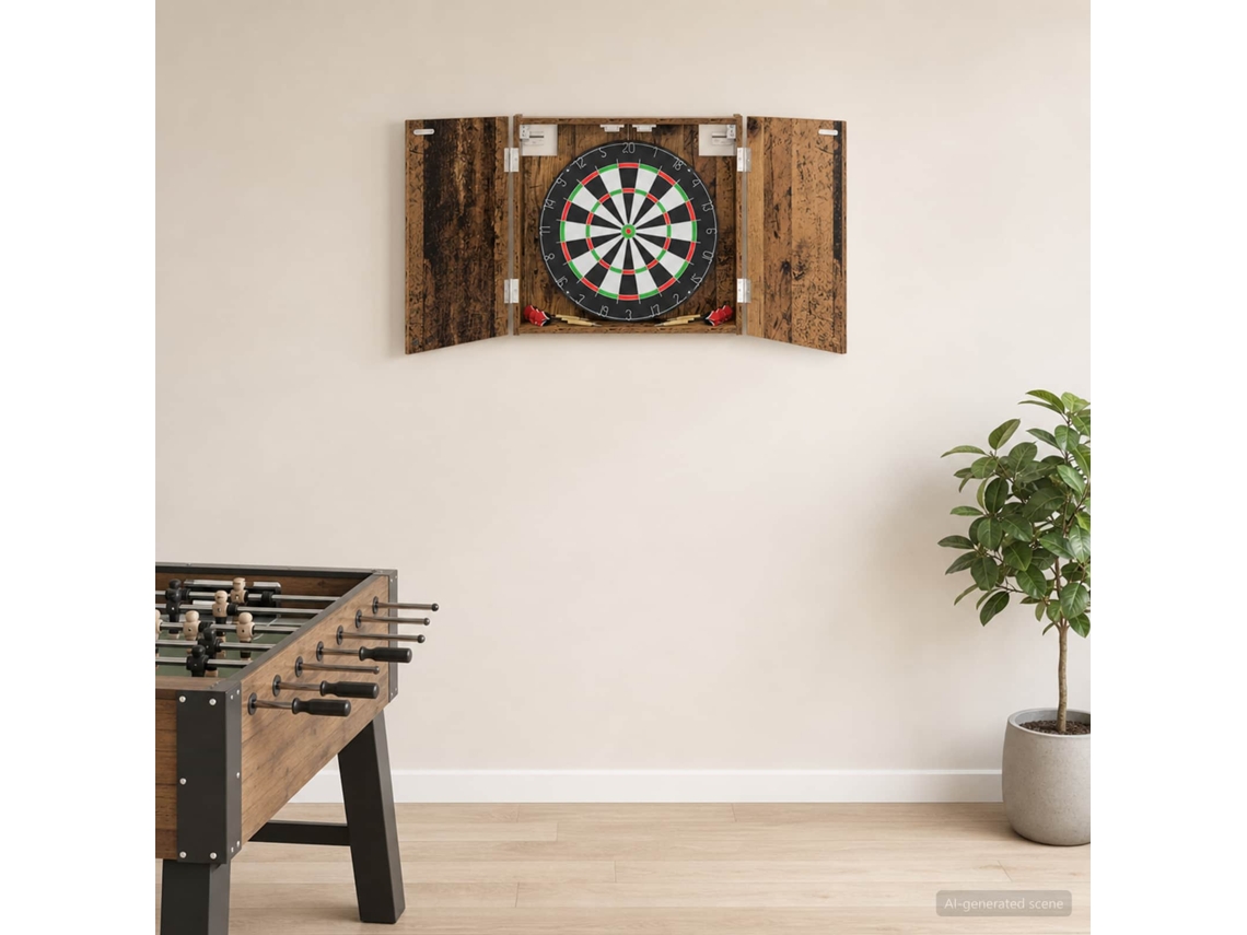 Vidaxl Armário Para Dartboard Madeira Antiga 56 X 12 X 53,5 Cm