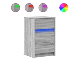 Bedside Cabinet, Bedside Cabinets Vidaxl Cinzeto Madeira Processada (n/a)