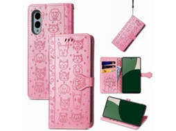 Capa De Couro Para Celular Com Estampa De Gato E Cachorro
