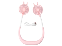 Ventilador portátil recarregável USB ATS para pescoço, ideal para viagens, escritório e academia, cor rosa.