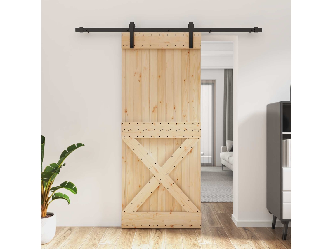 Vidaxl Porta Deslizante Natural E Preto 85 X 210 Cm