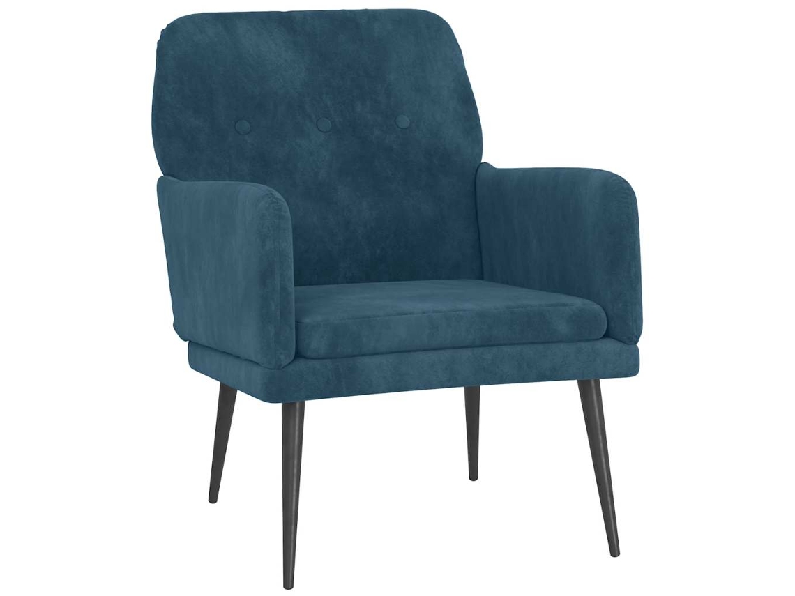 Conjunto 1 Cadeira Com Apoio De Braços Vidaxl Azul Veludo (61.5 X 77.5 X 79 Cm)