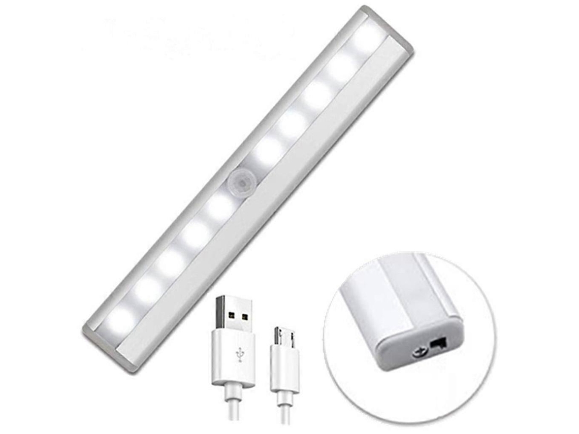 Rebe luz Led Recarregável com Sensor de Movimento para Armários Sem Fio Usb 10 Leds Iluminação Cozinha Gabinetes