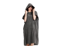 Poncho de Surf Cinza Unissex, Roupão de Algodão com Bolso e BRILVIBERA