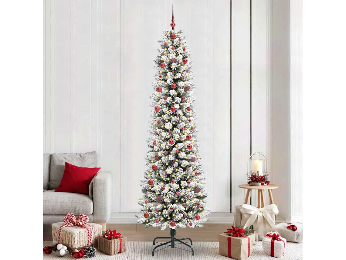 Vidaxl Árvore De Natal Artificial Branco 240 Cm Pvc, Metal E Plástico