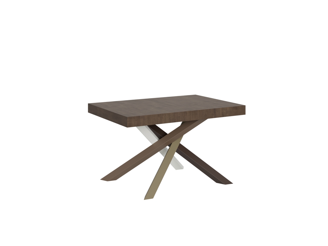 Mesa Extensível 120/380x90 Cm Volantis Nogueira Pernas Multicoloridas 4/c Itamoby