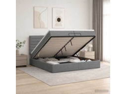 Vidaxl Cama Ottoman Com Colchão Cinzento-escuro 200 X 200 Cm Tecido