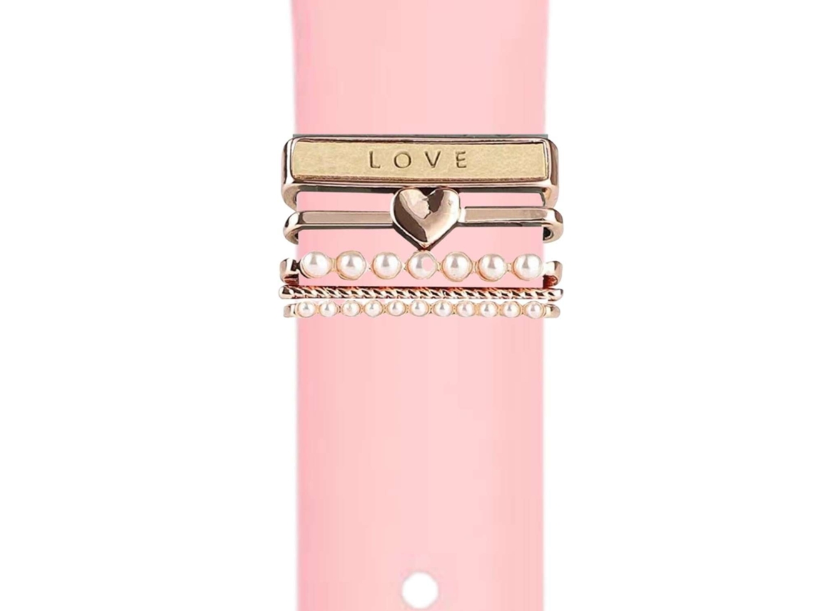 Bracelete Garmin Forerunner 255 Pulseira com Adorno Love Rosa