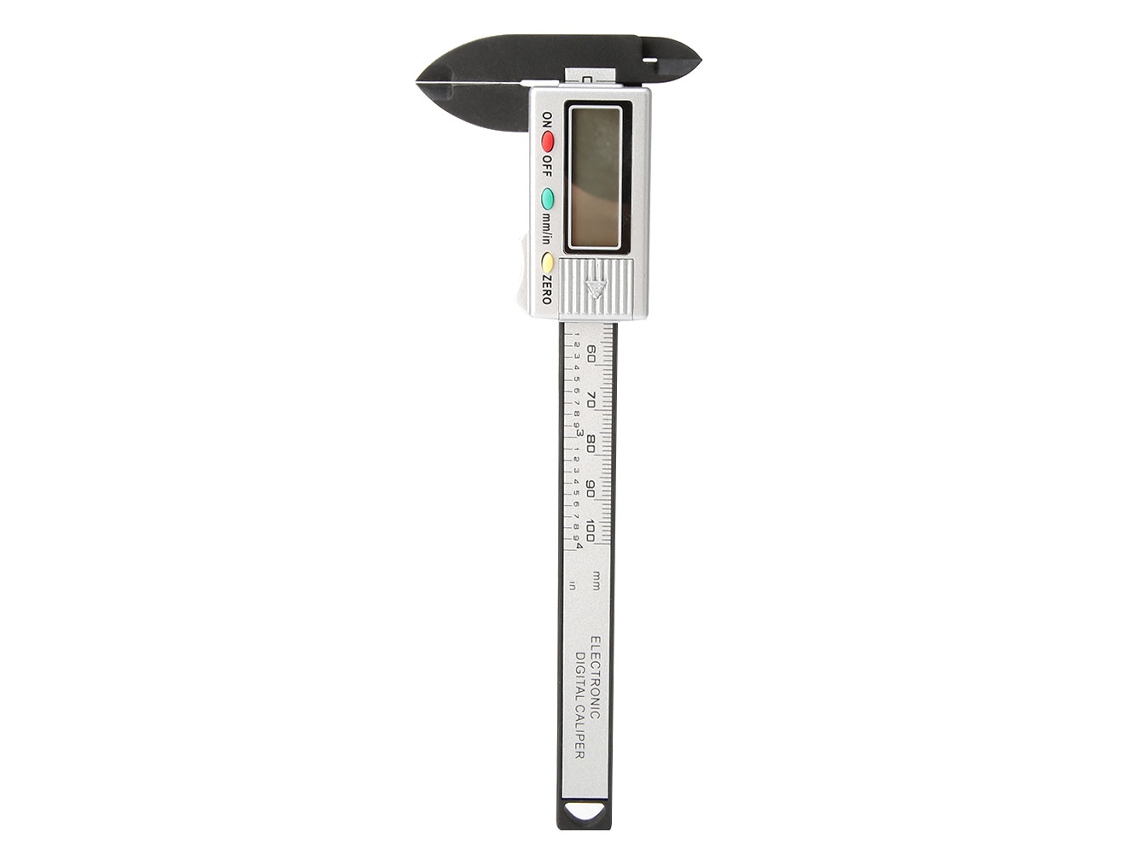 Paquímetro digital de precisão em fibra de carbono de 4 polegadas (0-100 mm) com LCD (prateado)
