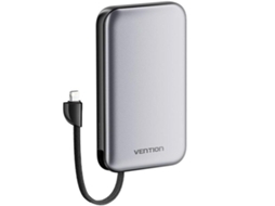 Powerbank 10000mah Vention I12ia- 20w- Negra- Incluye Cable Usb Tipo-c Y Lightning
