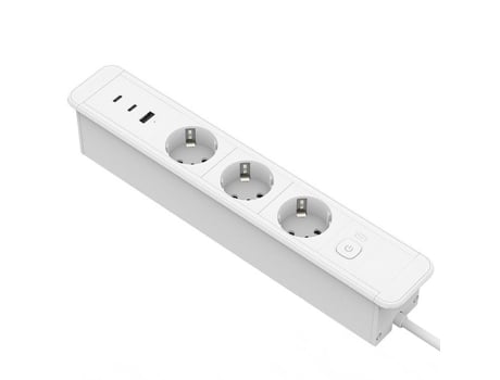 Multiplicador Elétrico Inn 18w 3 Tomadas 3 Portas Usb Interruptor De Sobrecarga Branco