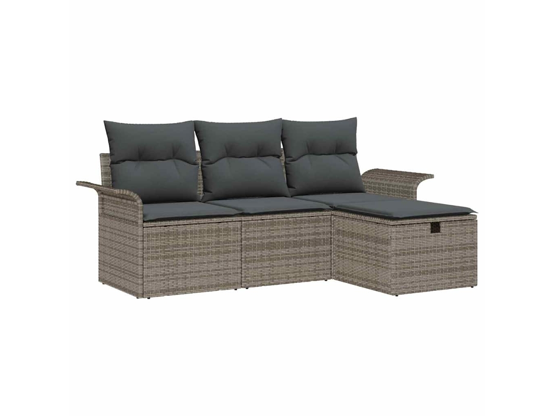 Maison Exclusive - Conjunto De Sofá De Jardim Com Almofada 4 Pcs Cinzeto Vime Pe