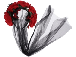 Véu De Renda Preta E Rosa Com Motivo Fivela E Aranha, Faixa De Cabelo Simples En Tecido.