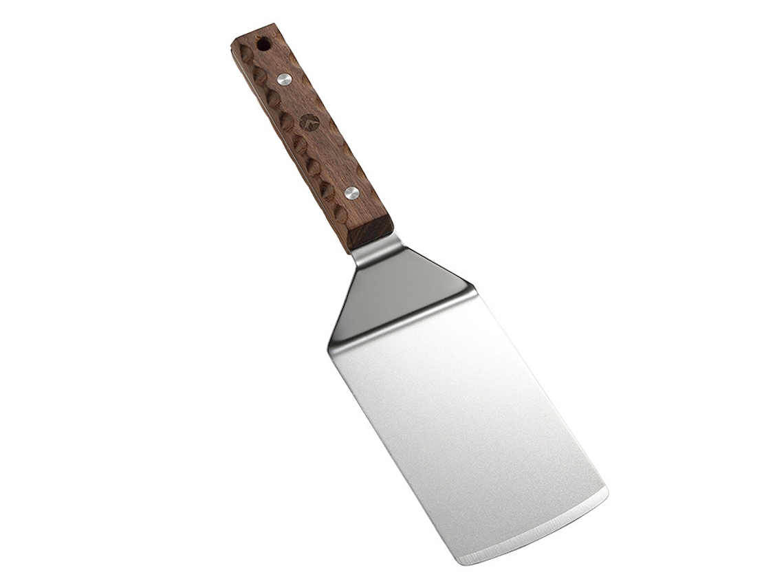 Paleta de Aço Inoxidável para Churrasco com Cabo de Madeira