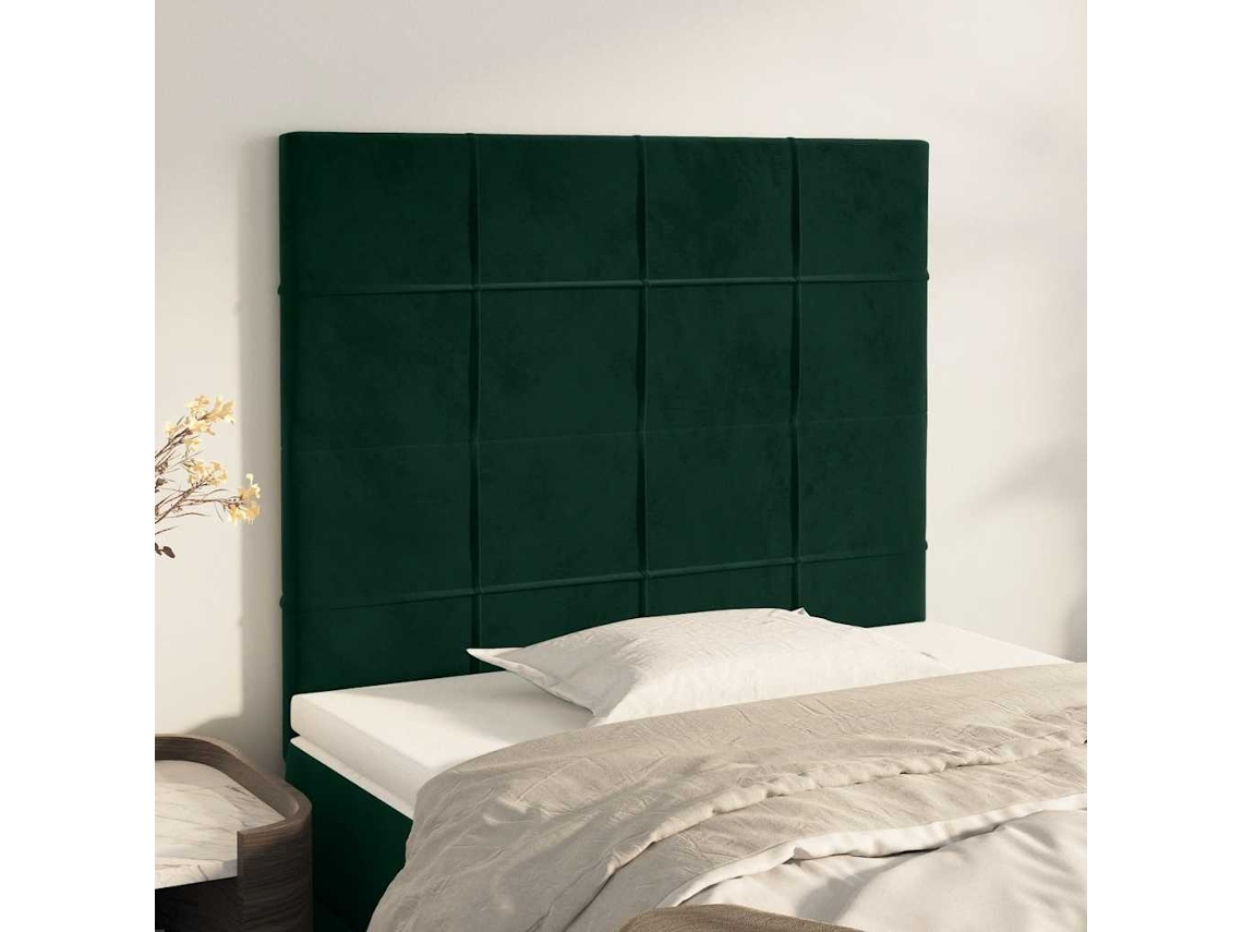 Vidaxl Cabeceira Verde Escuro 100x5x118/128 Cm Veludo